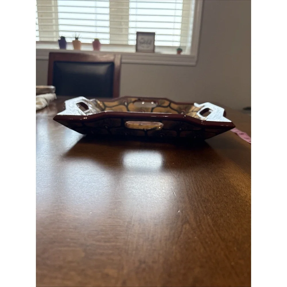Handmade Wooden Tray With All Side Handles  12x12x 3 Inch Zihuatanejo Mexico